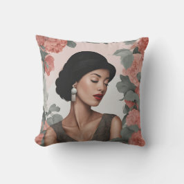 Elegante almohada floral cuadrada