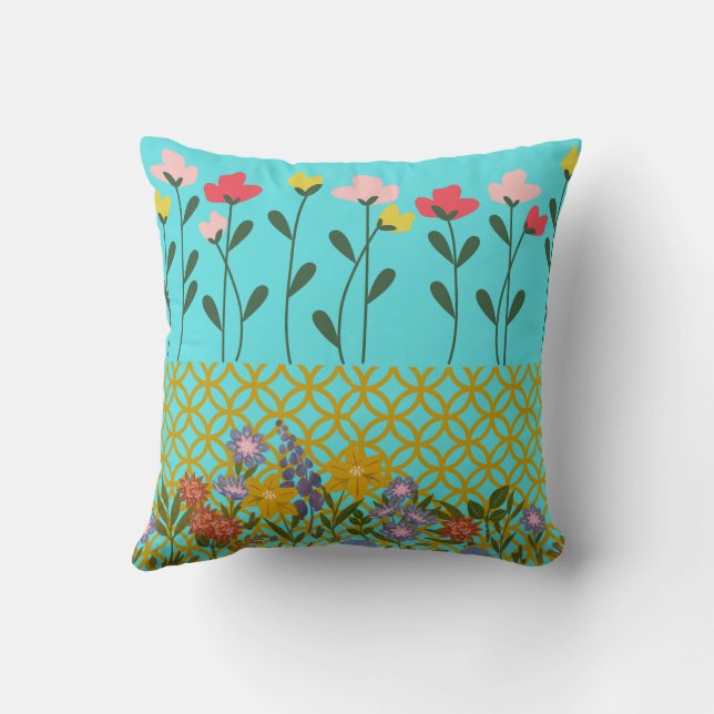 "Elegante almohada floral en forma cuadrada (Reverso)