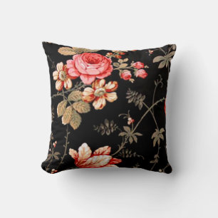 Elegante almohada inversible rosa rosa rosa