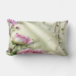 Elegante almohada lumbar de efecto seda floral - M