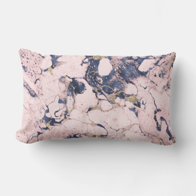 Elegante almohada lumbar de mármol dorado de la ma (Anverso)