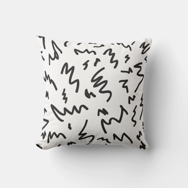 Elegante almohada moderna de tiro blanco y negro (Anverso)