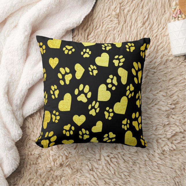 Elegante almohada negra con pinturas doradas (Manta)