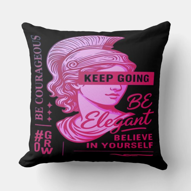 "Elegante almohada NEGRA de valor para las mujeres (Anverso)