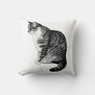 Elegante almohada rayada de tinta de gato