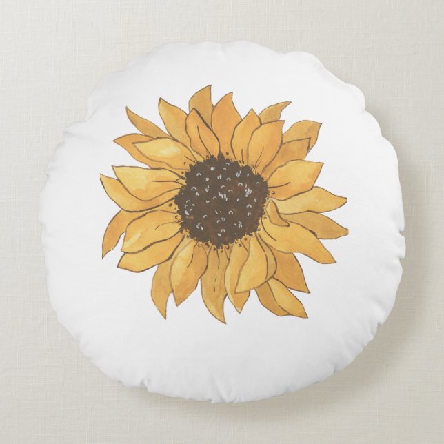 Elegante almohada redonda de diseño de flores (Anverso)