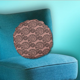 Elegante almohada redonda de hojas de hierro rosad