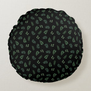 Elegante almohada redonda floral con fondo negro