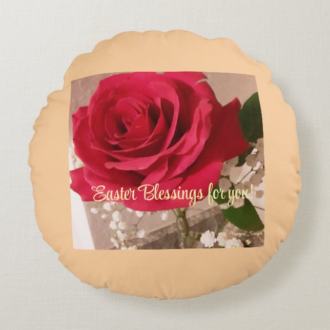 Elegante almohada redonda floral de Pascua (Anverso)