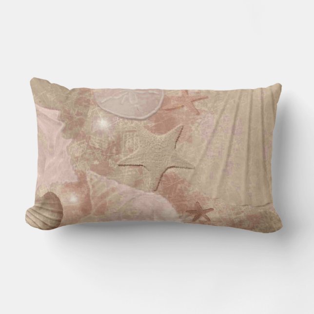 Elegante almohada rosa de conchas marinas (Anverso)