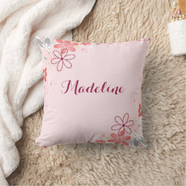 Elegante almohada rosa gris floral