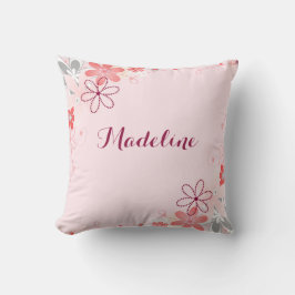 Elegante almohada rosa gris floral