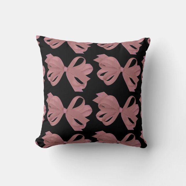 Elegante almohada rosa y arcos negros. (Anverso)