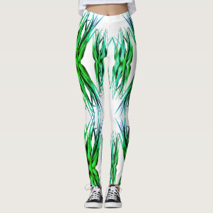Elegante Aloe Verde Vera Plantas Leggings Modernas