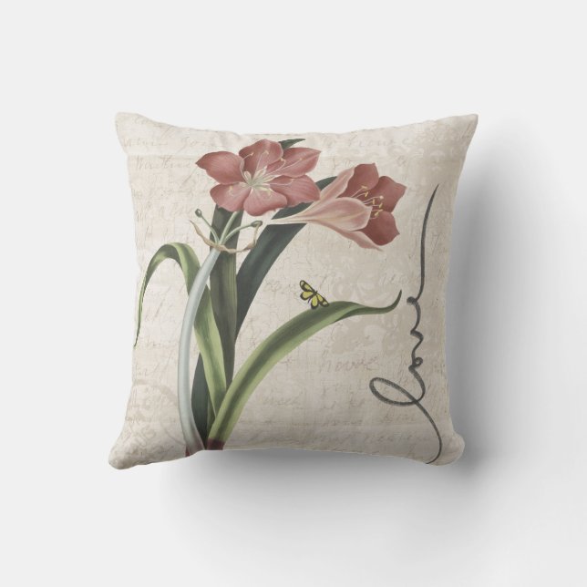 "Elegante Amarilis floral y almohada de diseño de  (Reverso)
