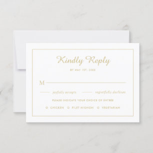Elegante amarillo con tarjeta RSVP de boda de hoja
