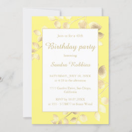 Elegante amarillo dorado deja invitación de cumple