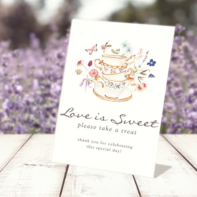 Elegante Amor Es Dulce Señal (Tea Party Wildflowers Elegant Love Is Sweet Sign by Painted Paperie
)