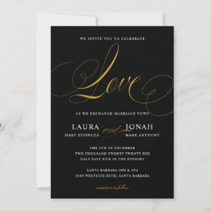 Elegante Amor Moderno Invitación a la Boda de Oro 