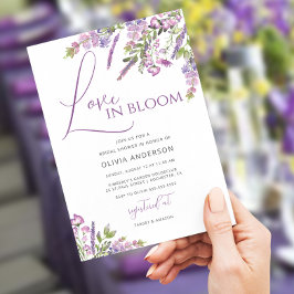 Elegante amor por la Lavanda en la invitación a la