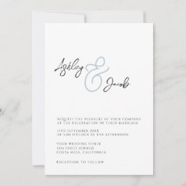 Elegante Ampersa Azul y invitación a la boda
