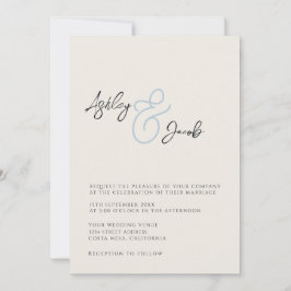 Elegante Ampersa Azul y invitación a la boda