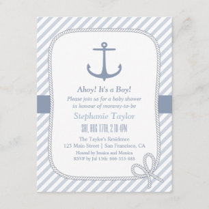 Elegante Anchor Nautical Baby Shower Invitaciones