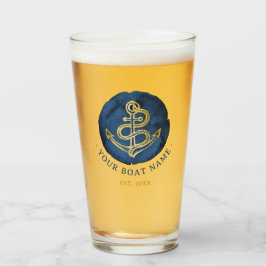 Elegante Ancla de color de agua Nautical Name Navy