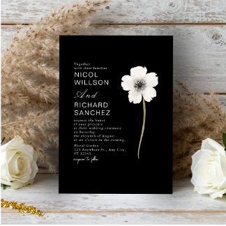 Elegante Anémona Floral en Blanco y Negro para Bod
