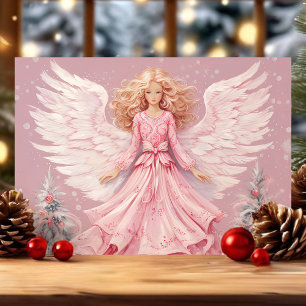 Elegante Ángel de Navidad Rosa Festivo 