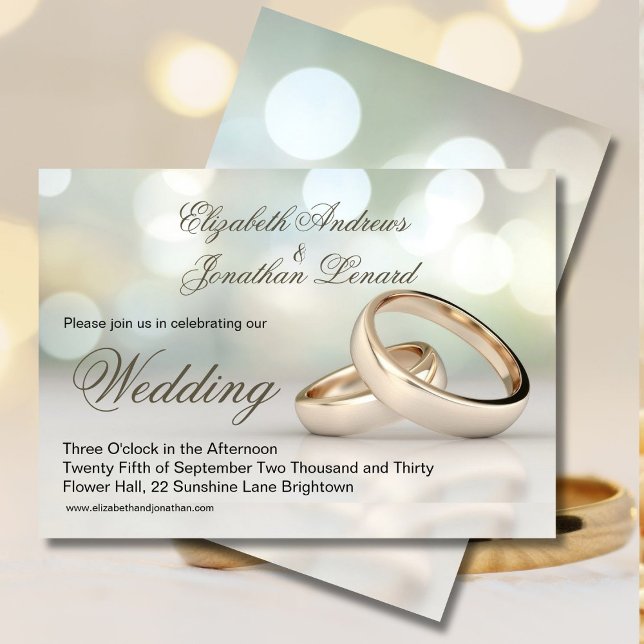 Elegante Anillo de Oro Invitación simple a la boda (Subido por el creador)