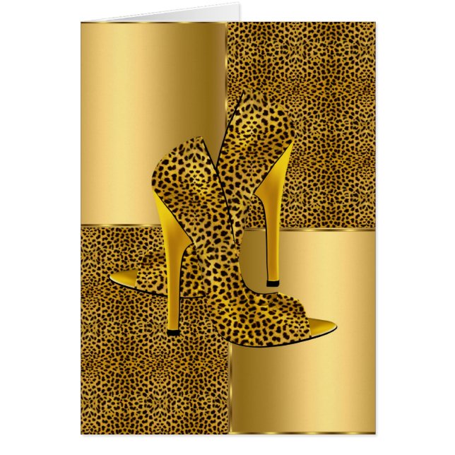 Elegante animal de tacones altos de leopardo dorad (Frente)