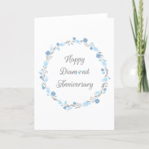 Elegante Aniversario Floral de Diamantes Tarjeta d