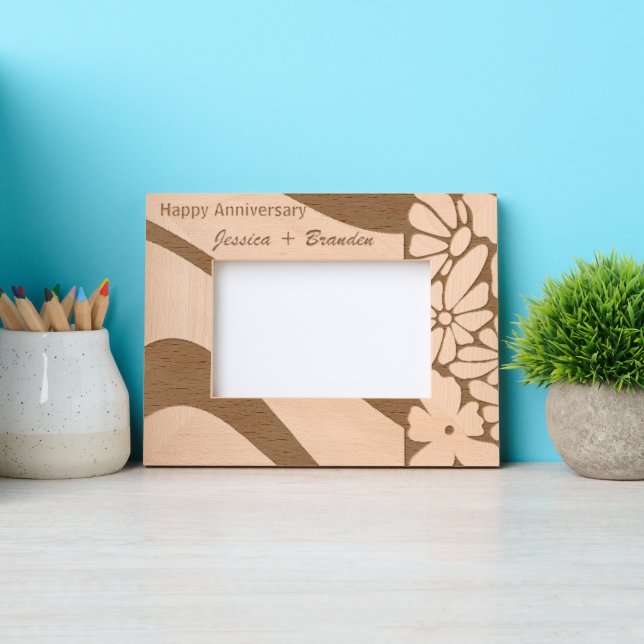 Elegante Aniversario Regalo Láser Marco de Madera  (Anverso)