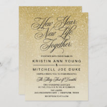 Elegante Año Nuevo Oro Invitación a la Boda