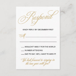 Elegante Año Nuevo Oro Invitación a la Boda RSVP