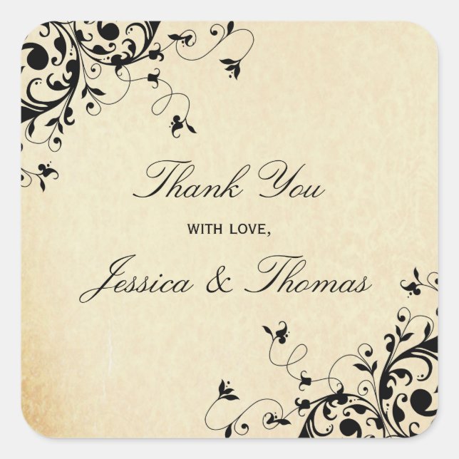 Elegante Antigüedad Swirls Favor De Boda O Sello (Anverso)