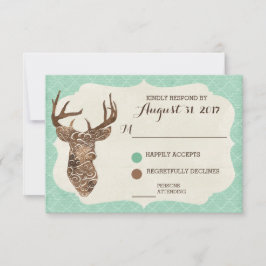 Elegante Antlers De Venado Rústico Boda RSVP