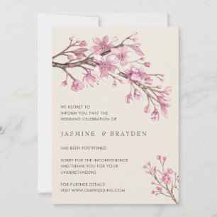 Elegante anuncio de aplazamiento de boda con flor