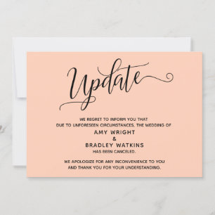 Elegante Anuncio de Boda Cancelada Salmón Claro