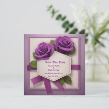 Elegante Anuncio de Fecha: Un Asunto de Rosas Purp