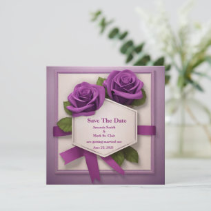 Elegante Anuncio de Fecha: Un Asunto de Rosas Purp