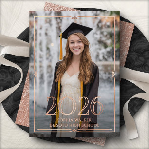 Elegante Anuncio de Graduación con Foto Estilosa d