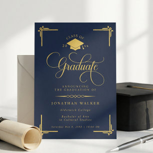 Elegante Anuncio de Graduación Universitaria Azul 