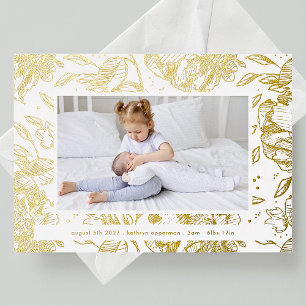 elegante anuncio de nacimiento de bebé floral dora