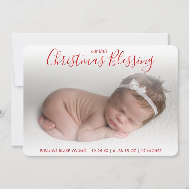 Elegante anuncio de nacimiento de festividad fotog (Anverso)