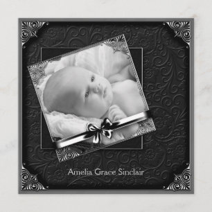 Elegante anuncio de nacimiento de foto de damasco