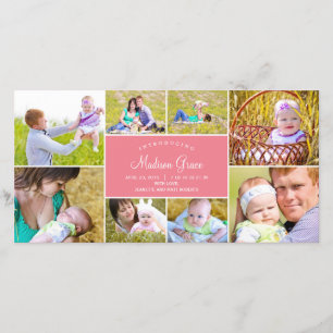 Elegante anuncio de nacimiento de grupo - rosa