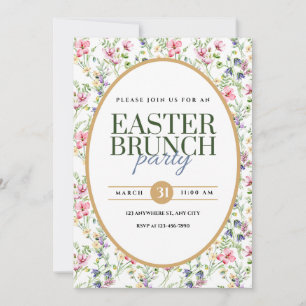Elegante anuncio floral de fiesta de brunch de Pas