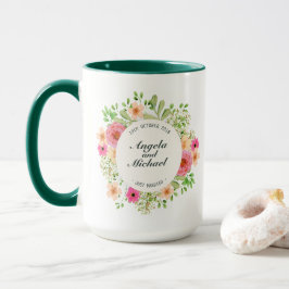 Elegante apenas casado casando la taza combinada